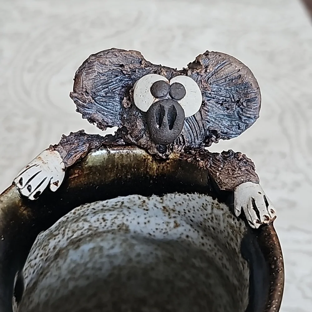 Nica Handcrafted & Signed Brown 3D Koala Ceramic Mug